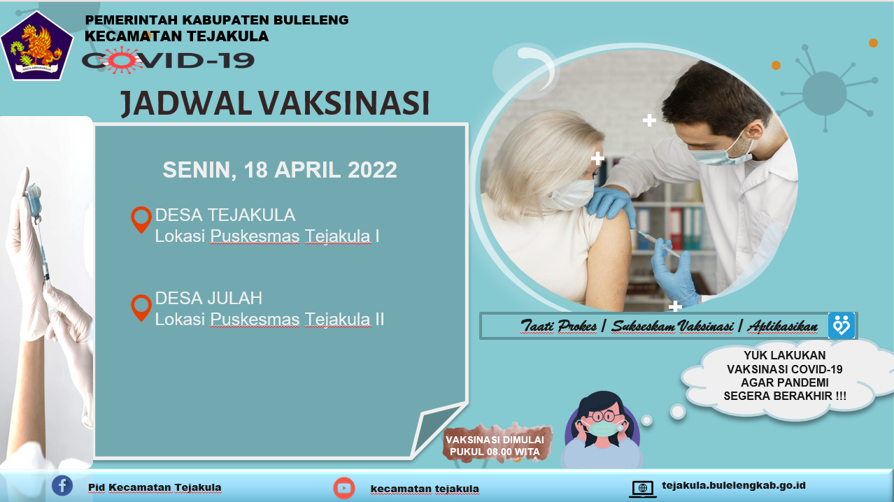 Jadwal Vaksinasi Boster Kecamatan Tejakula 18 April 2022